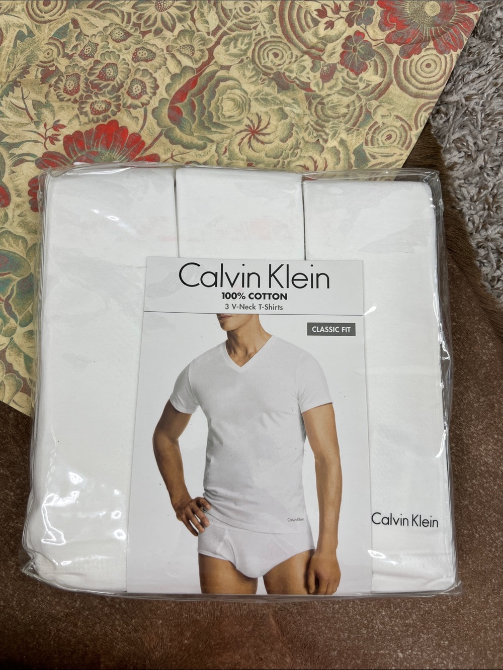 Calvin Klein 3 Pack V Neck Short Sleeve Undershirt Tees